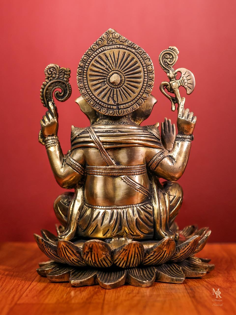 Brass Ganesha Statue With Mosaic, 24 Cm Brass Ganesh Statue, Ganpati Idol, Good Luck Gift For New Beginnings, House Warming Gift